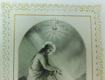 2 Heiligenbilder/Andachtsbilder mit Spitze - ca. um 1890