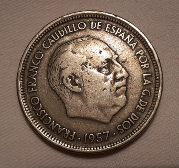 50 Pesetas Münze 1957 (58)